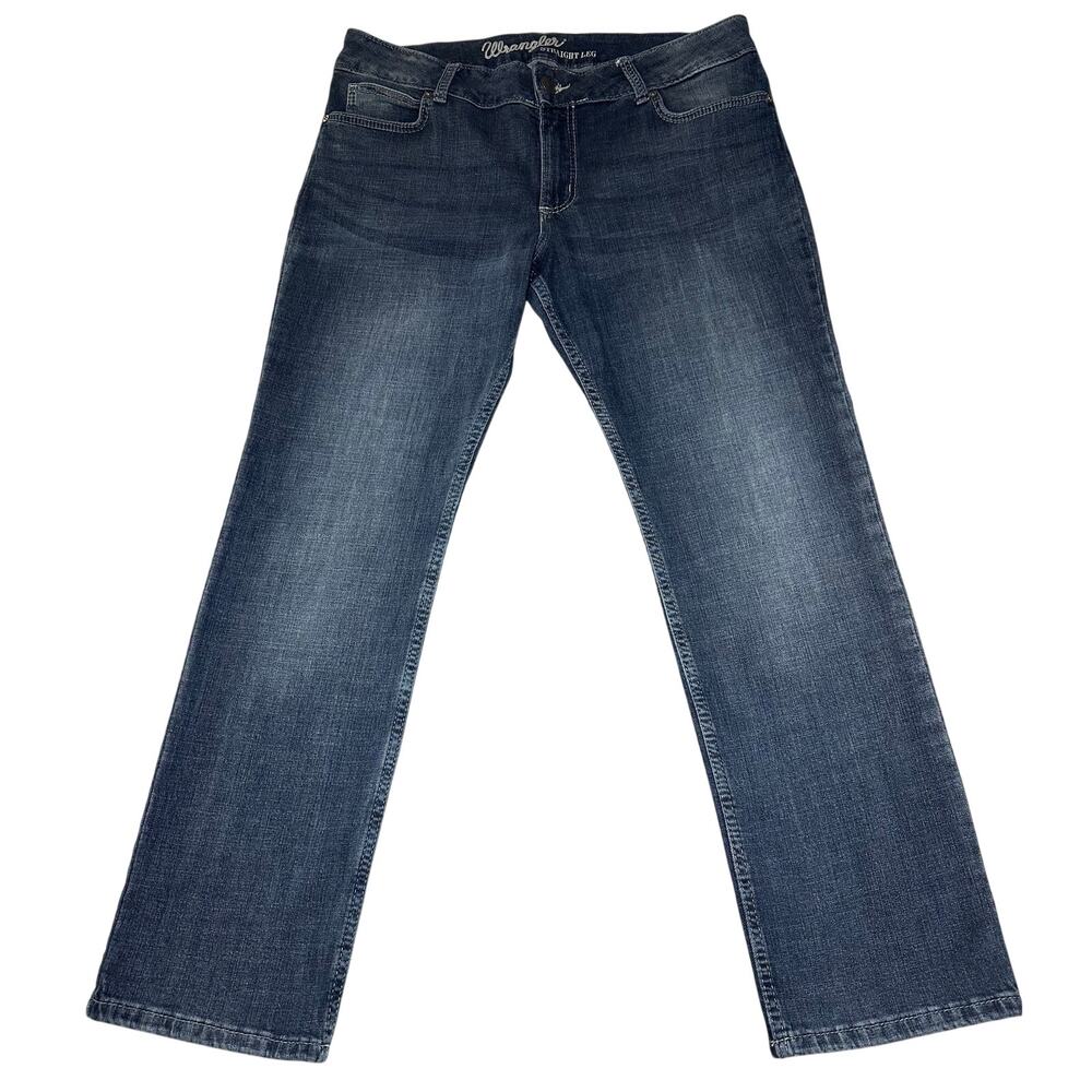 Wrangler Womens Straight Leg Jeans Size 15 x 30 Dark Wash Stretch Western Denim